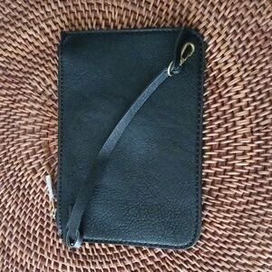 Free People Black Vegan Leather Zip Pouch